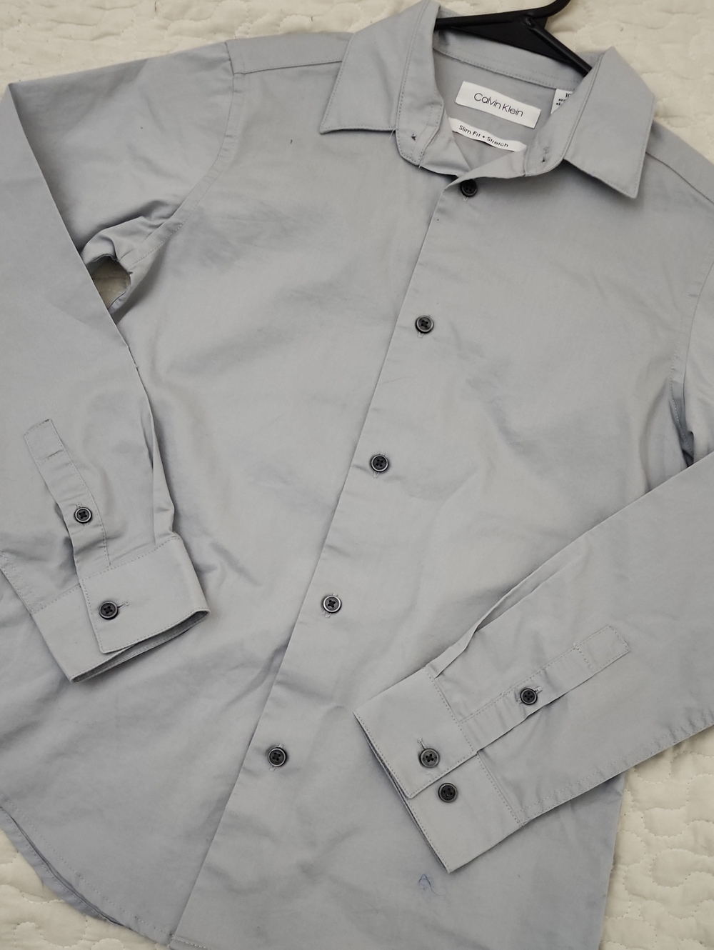 Calvin Klein Kid’s Light Gray Button-Front Shirt Jacket